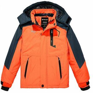 Boy's Waterproof Ski Snowboarding Fleece Jackets Thick Warm: Orange - Size 14/16